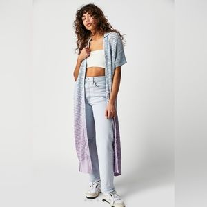 NWT Free People Alicia Crochet Cardigan Indigo Orchid Combo Size S Blue Purple